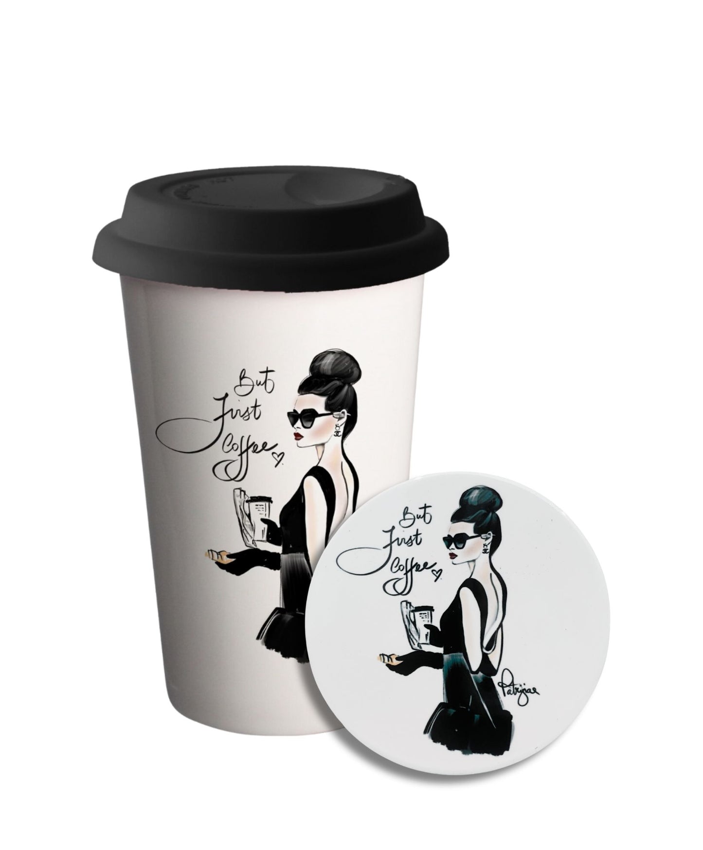Glam Travel Mug - But First Coffee