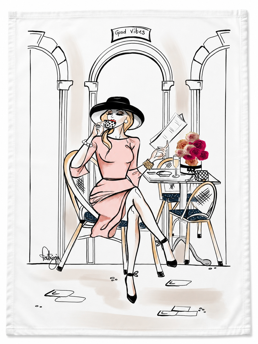 Glam Tea Towel - Coffee & Croissants