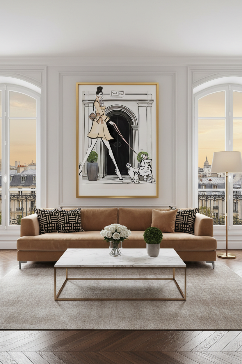 Good Vibes Poodle Girl Art Print in Parisian Penthouse