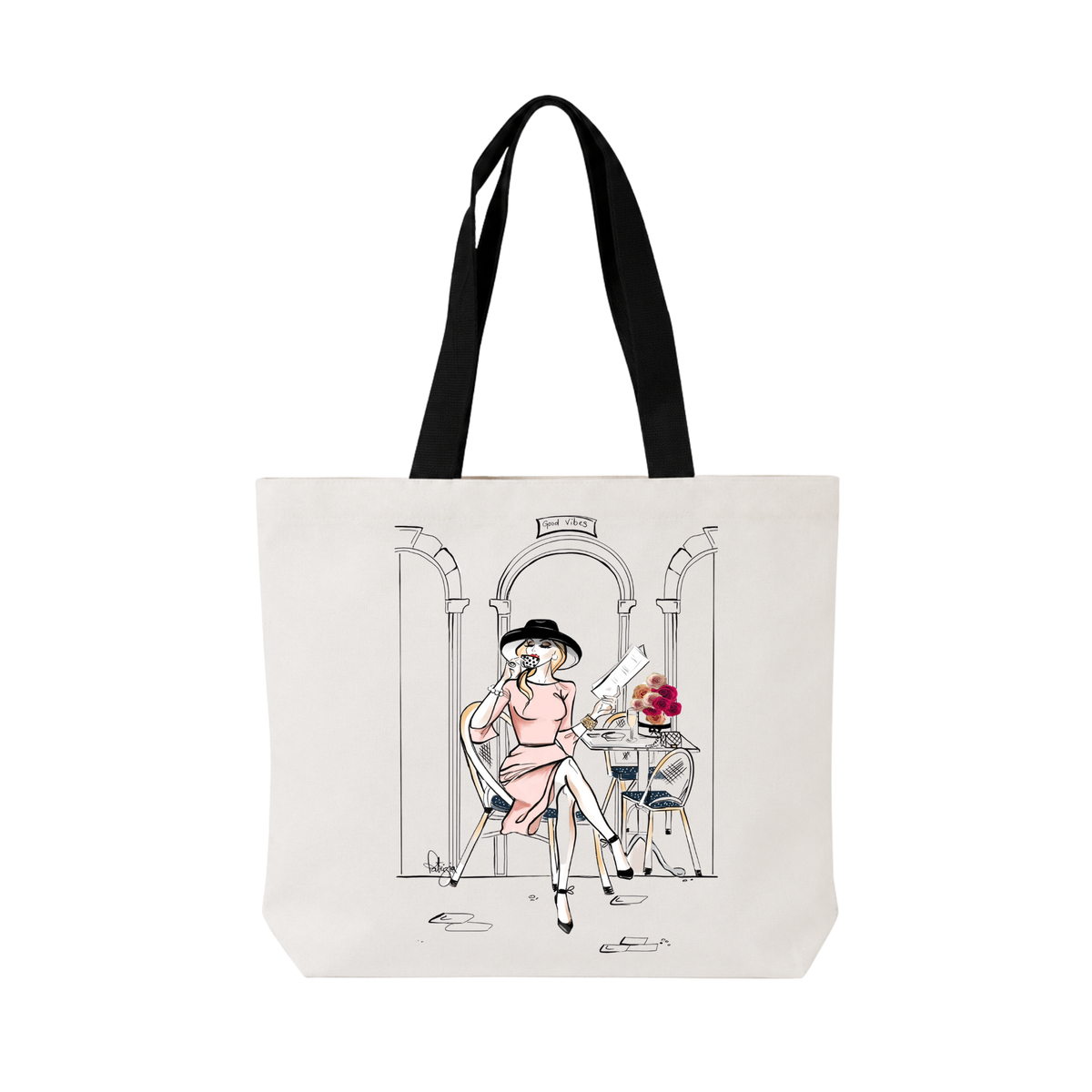 Canvas Tote Bag - Coffee & Croissants