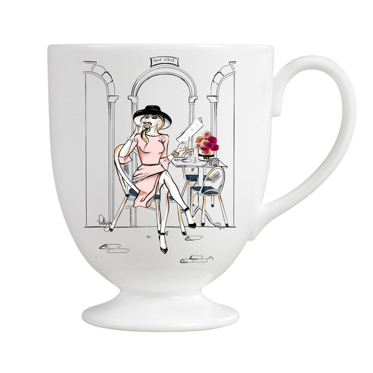 Porcelain Mug - Coffee & Croissants