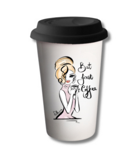 Glam Travel Mug - But First Coffee