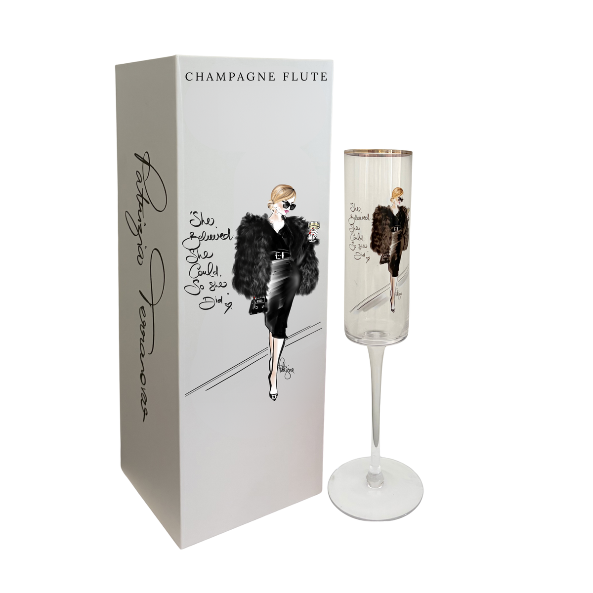 Glass Champagne Flute - She Believed