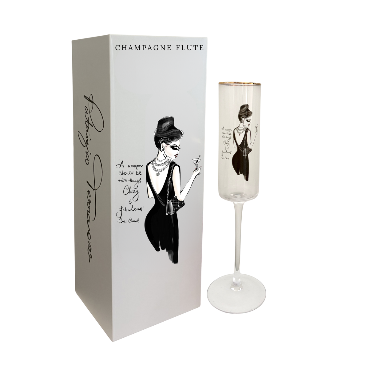 Glass Champagne Flute - A Woman