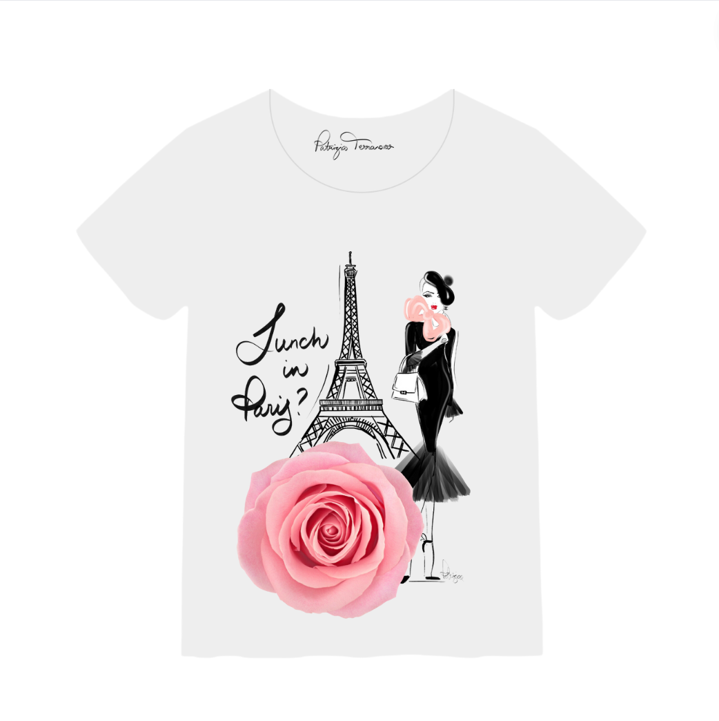 Glam Tee - Lunch in Paris- White