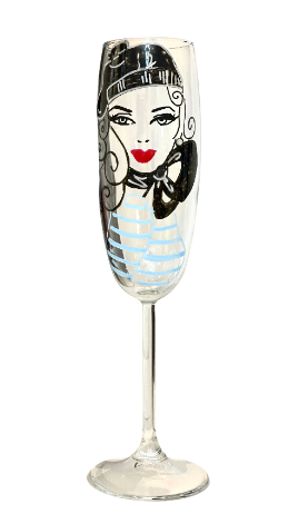Glam Champagne Flute - Hand painted