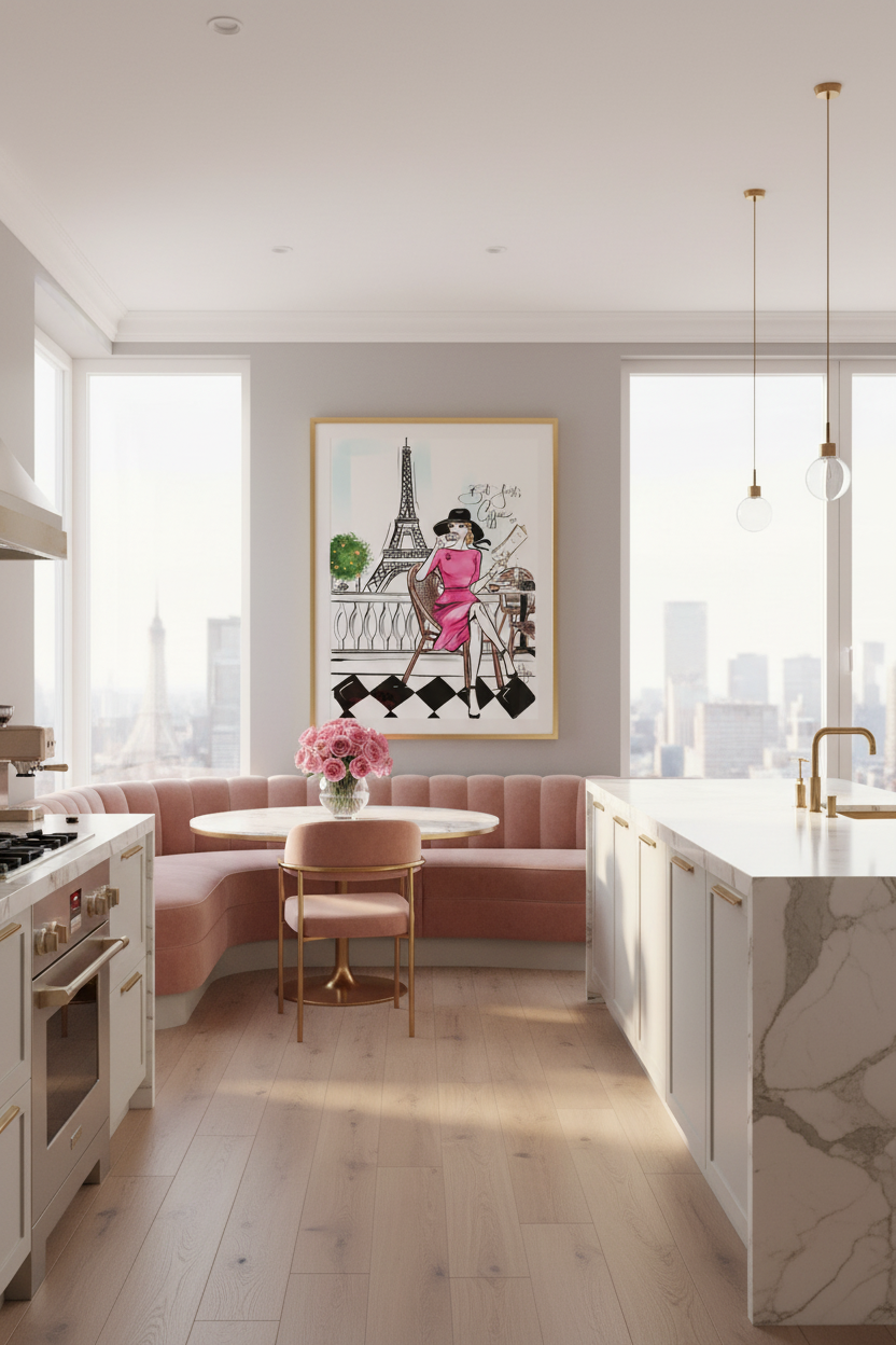 But First Coffee Art Print in Penthouse Kitchen