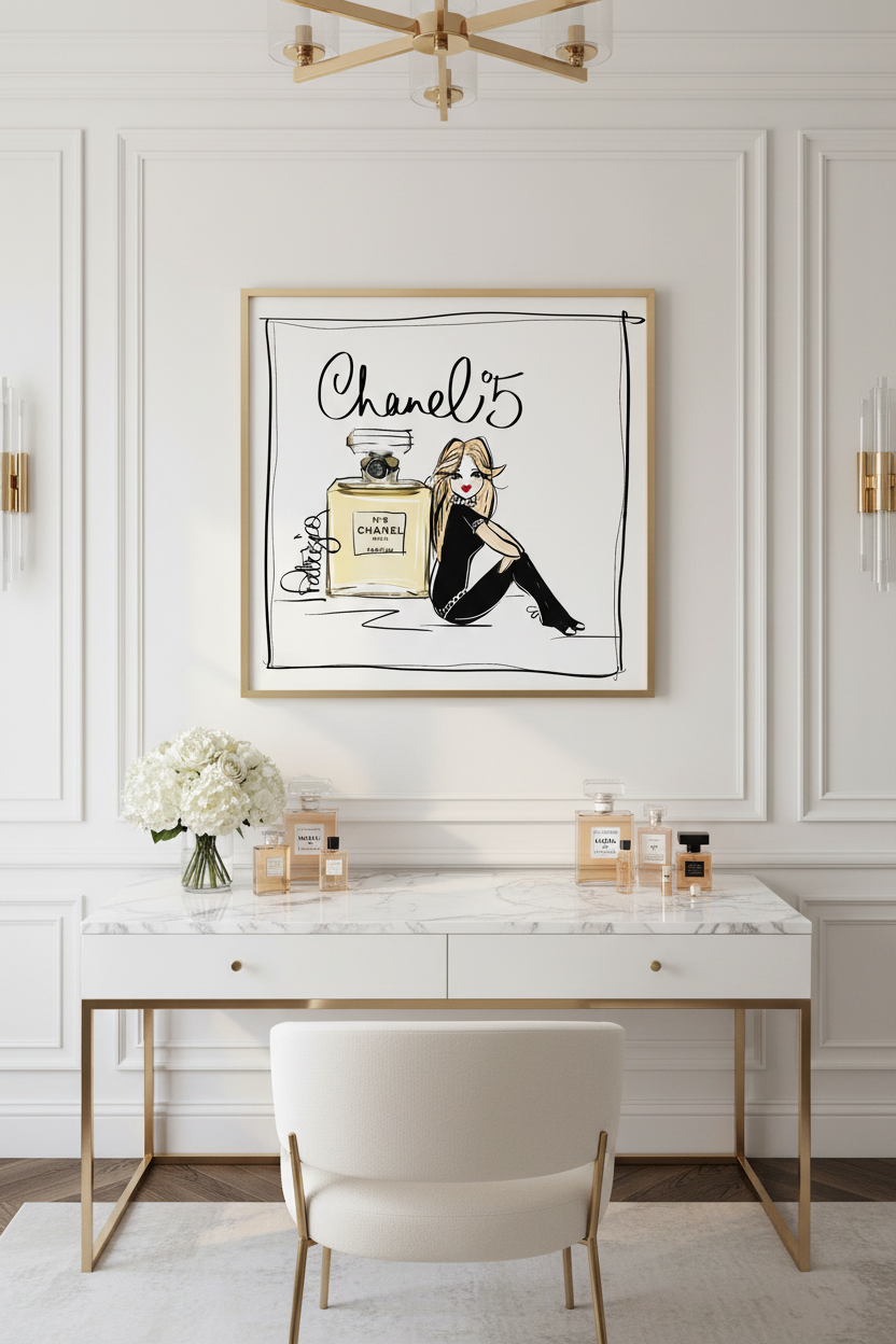 Chanel No5 Art Print Upright in Penthouse Dressing Room