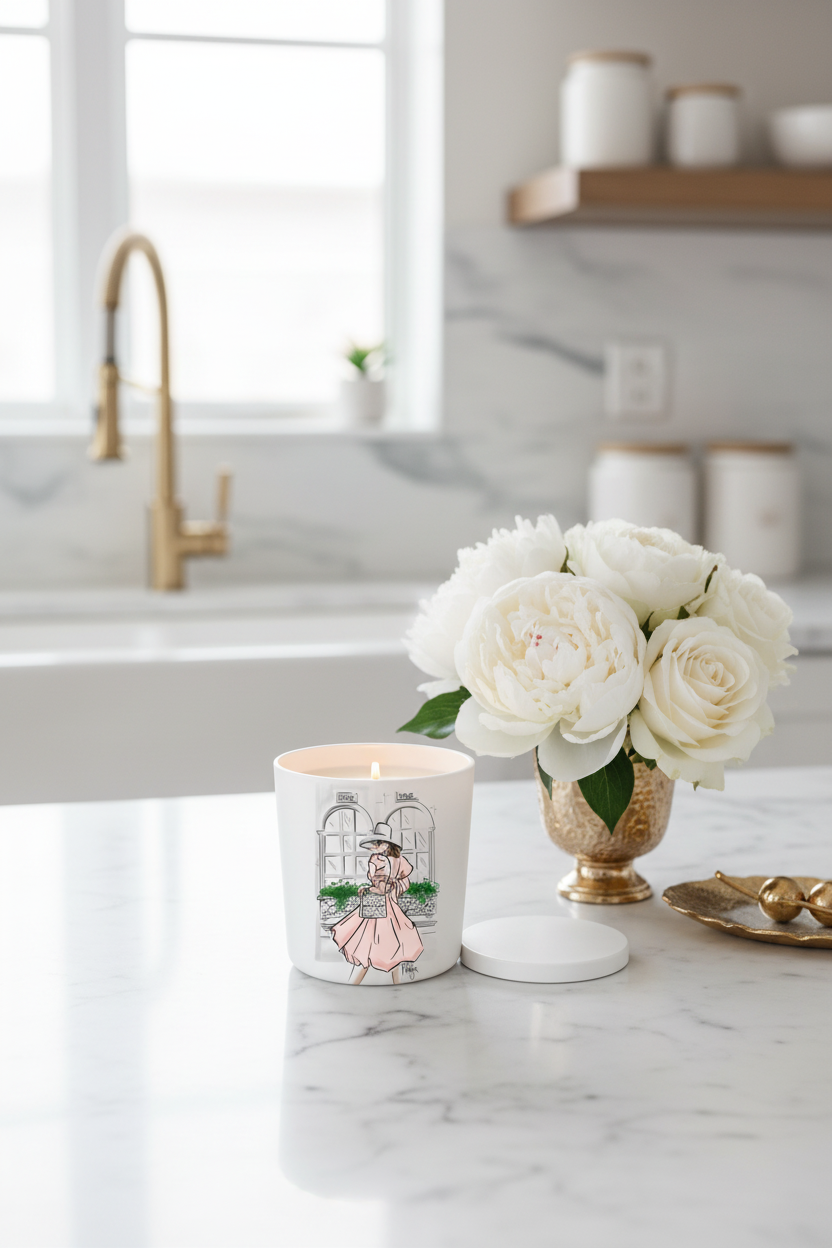 Good Vibes Candle — Luxury Kitchen Setting