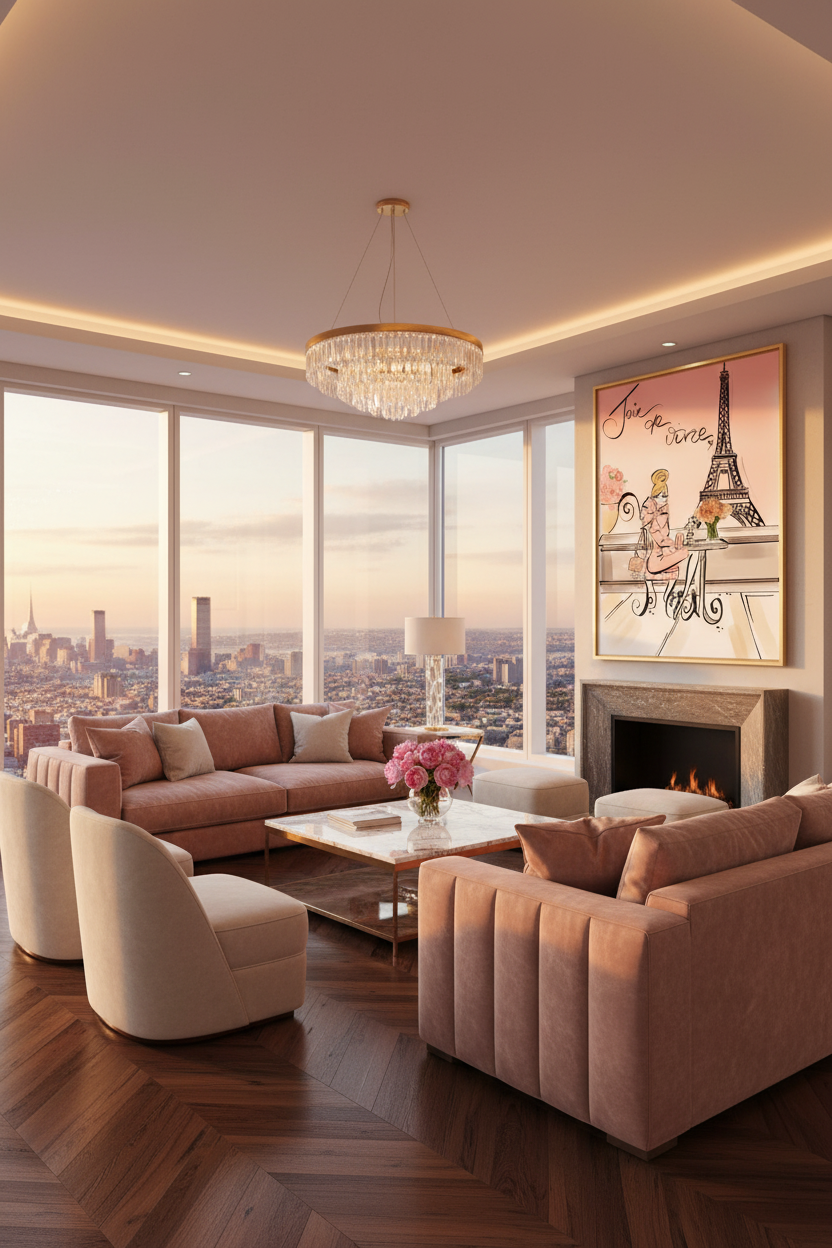 Joie de Vivre Art Print in Penthouse Living Room