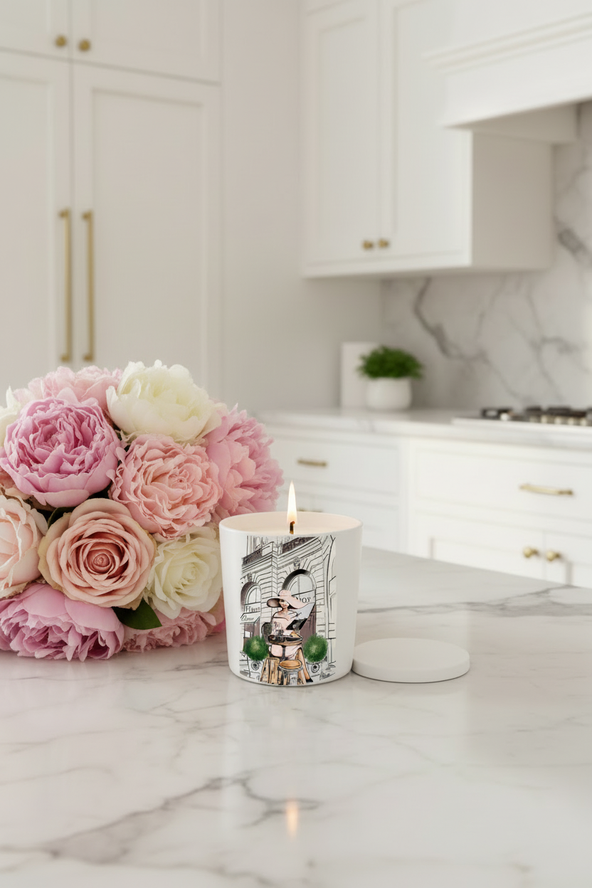 Luxury Kitchen Candle with Flower Bouquet