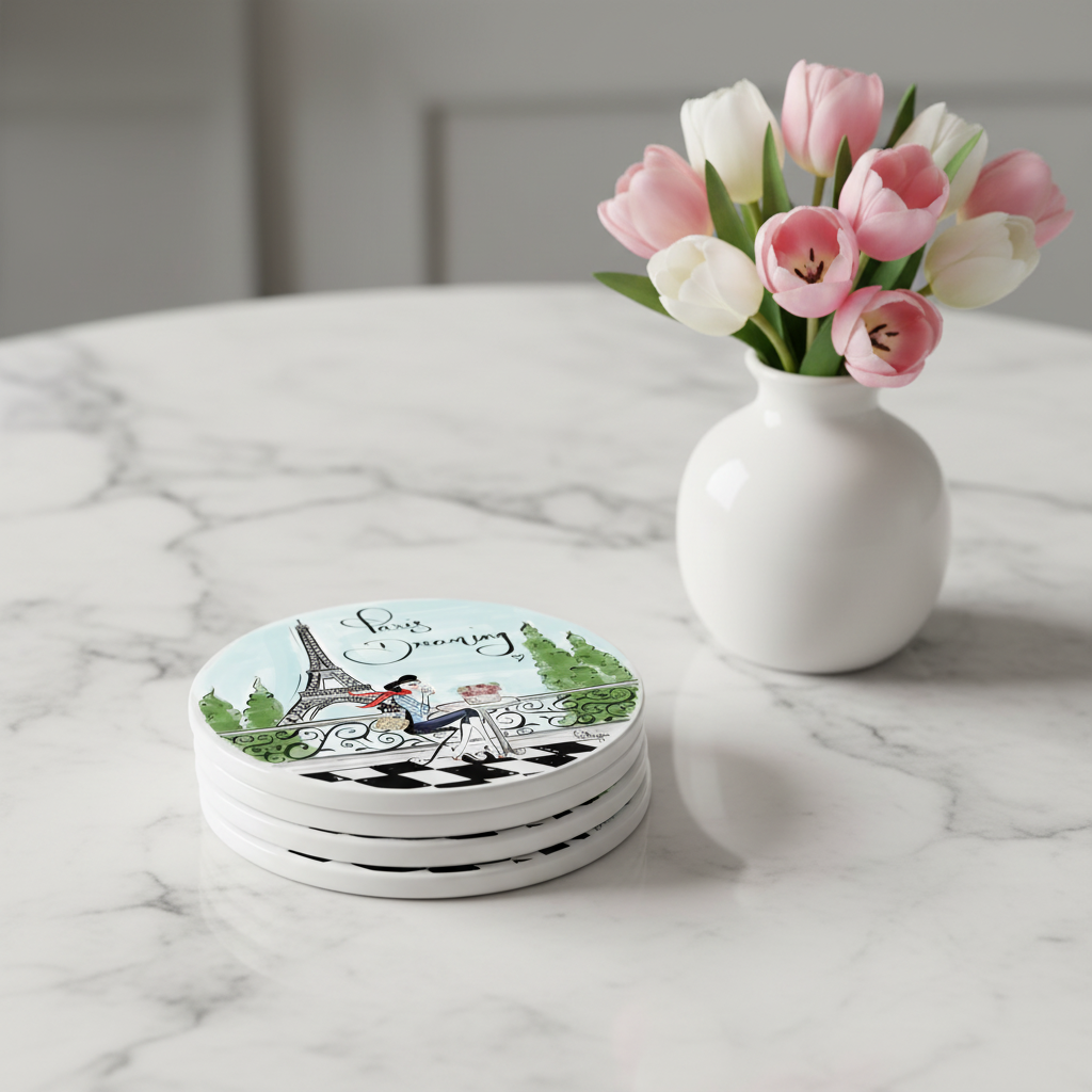 Paris Dreaming Coasters Stacked Mockup