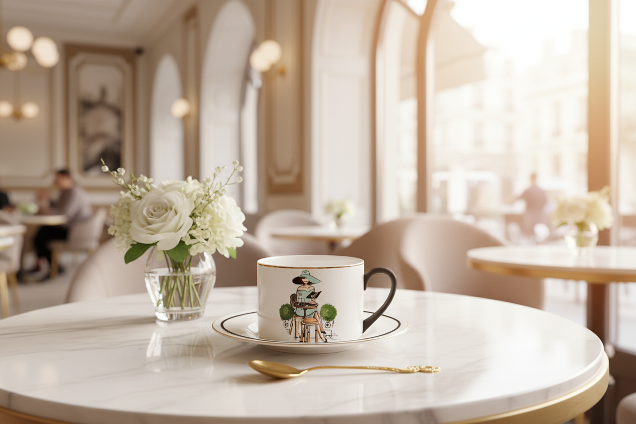 Patrizia Terranova - White & Black Tea Cup Café Setting