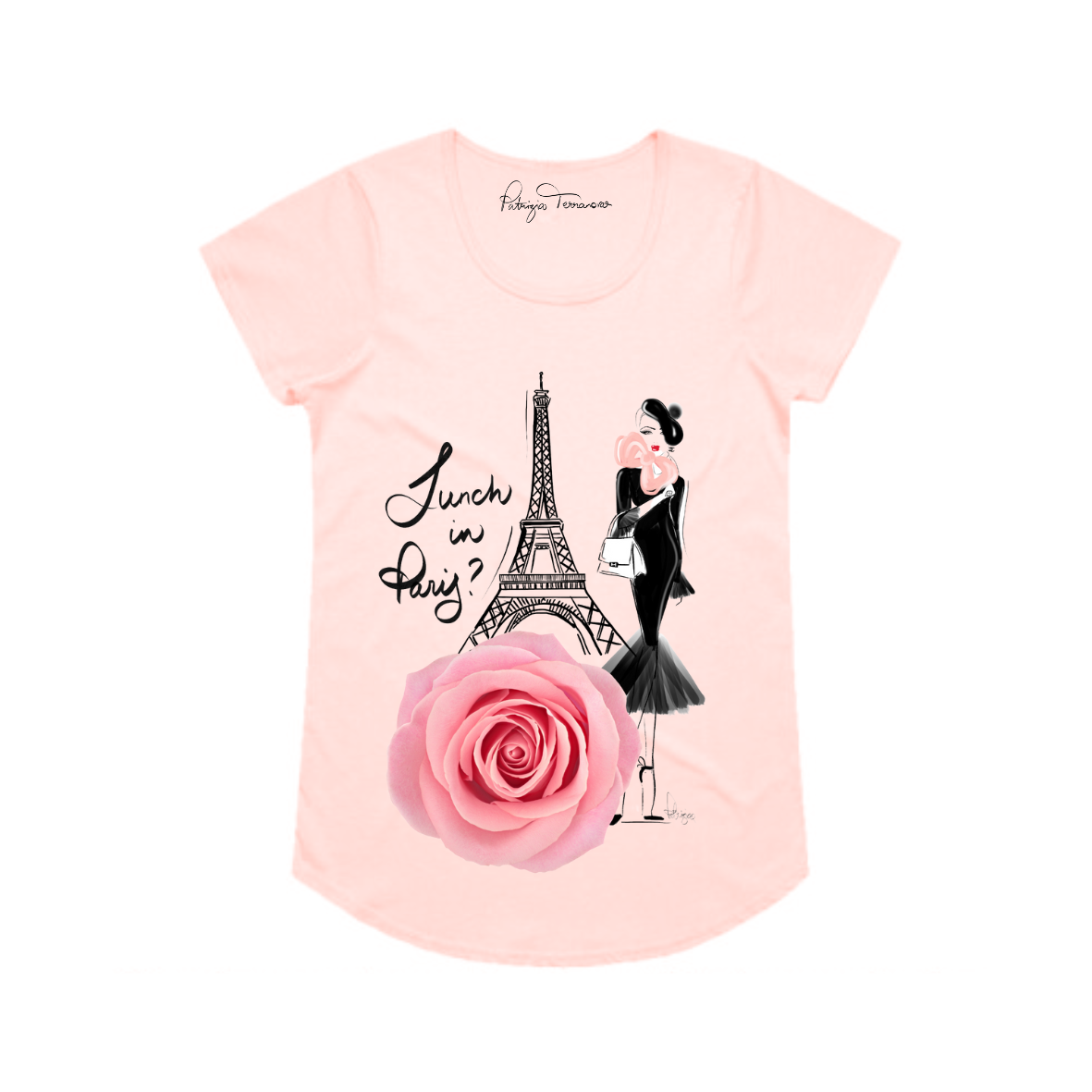 Luxury Eco Bamboo Tee - Lunch in Paris - Pink